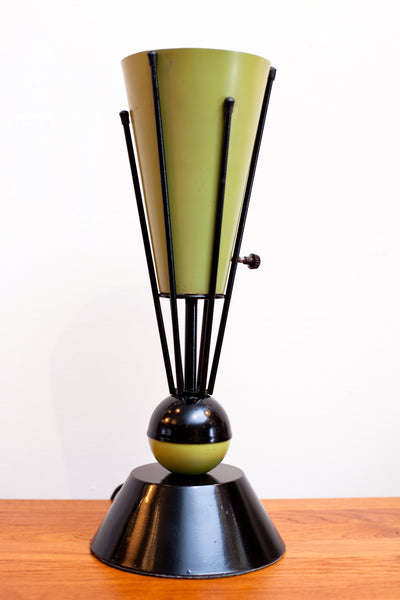 Funky Sputnik Style 1950s Atomic Desk Lamp, w/ Enamelled Metal Details