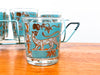 Absolutely Amazing Turquoise & Gold Bar Glasses w/ Matching Caddy