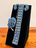 Stunning Demi-Parure Sherman Jewelry in Vibrant Aurora Borealis Sapphire Blue