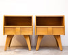 Funky Pair of Mid Century Nightstands, Solid Birch, Atomic Style