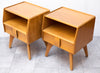 Funky Pair of Mid Century Nightstands, Solid Birch, Atomic Style