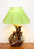 Fun 1950s Ceramic Leaping Deer Lamp w/ Planter and Rare Venetian Shade