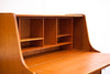 Mid Century Teak Secretary Desk, Tons of Storage in a Small Footprint