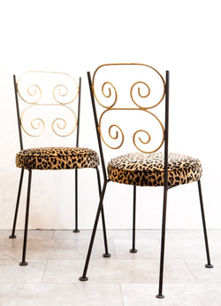 Fabulous Pair of 1950s Chairs with Leopard Fabric