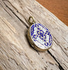 Lovely Victorian Era Gold Filled & Blue/White Enamel Locket w/ Photo & Hair