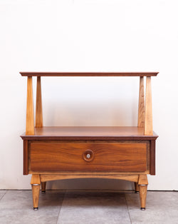Mid Century Walnut & Elm Nightstand/Side Table, Refinished