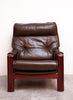 Beautiful Vintage High Back Leather Lounger w/ Ottoman