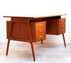 Gorgeous Mid Century Compact Teak Desk w/ Bar & Storage