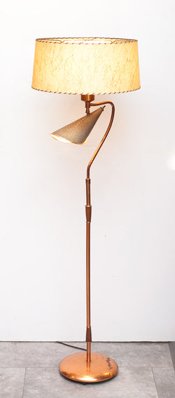 Funky 1950s Copper Floor Lamp w/ Reading Light