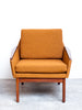 Fabulous 1960s Teak Lounge Chair w/ Flared Armrests & Original Fabric