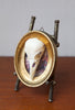 Beautiful Crow Skull Mounted on Vintage Italy Mini Gilded Frame w/ Renaissance Print