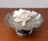 Lovely Rabbit Skull, Top & Bottom, Displayed on Antique Silver Pedestal Dish