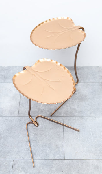 Sweet Pair of Wrought Iron Lily Pad Tables by Salterini, Circa 1950s