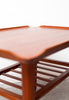 Beautiful Mid Century Teak Side Table w/ Flared Edges & Slat Shelf