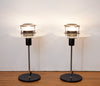 Very Cool Pair of Post Modern Table Lamps, Pierced Metal/Acrylic/Chrome