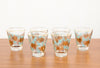 Funky Set of Bar Glasses with Pinecones in Metallic Gold and Turquoise
