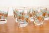 Funky Set of Bar Glasses with Pinecones in Metallic Gold and Turquoise