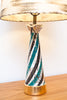 Lovely 1950s Teal/Black/Gold/White Twist Lamp w/ Fibreglass Shade