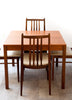 Compact Mid Century Teak Dining Table w/ Leaf, Refinished Top