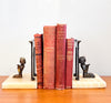 1920s Egyptian Revival Cast Metal and Alabaster Bookends