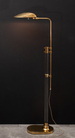 Fabulous 1970s Hollywood Regency Brass/Lucite Adjustable Shell Lamp