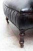 Incredible Victorian Iron-Back Fireside Lounge Chair in Black Leather