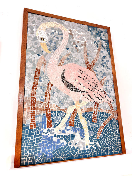 Fabulous 1950s Mosaic Tile Flamingo Art