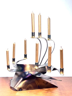 Amazing 1970s Iron Candelabra by FerArt of Quebec, Abstract Design