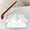 Gorgeous 1960s Teak Swing Arm Wall Lamp w/ Vintage Origami Shade