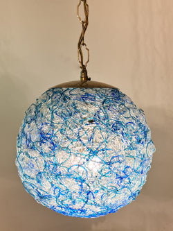 Funky Blue and White Spaghetti Lucite Swag Lamp