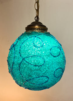 Funky Turquoise/Teal & Blue Spaghetti Lucite Swag Lamp
