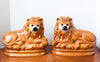 Charming Pair of Staffordshire Lions with Glass Eyes, Circa 1930s
