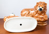 Charming Pair of Staffordshire Lions with Glass Eyes, Circa 1930s