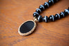 Exquisite Black Banded Agate Victorian Era Mourning Necklace