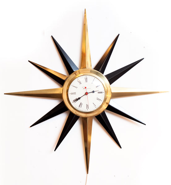 Fabulous Large Mid Century Starburst Electric Clock by Ingraham