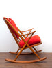 Beautiful 1960s Teak Rocking Chair by Bramin of Denmark, New Upholstery