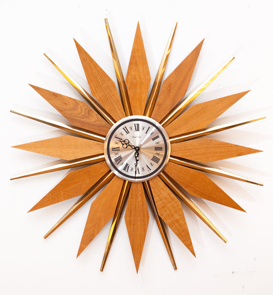 Fabulous Extra Large 1960s Starburst Clock by Phinney Walker