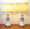 Gorgeous Matching Pair of 1950s Ceramic Lamps w/ Fibreglass Shades