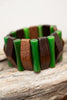 Fantastic Vintage Green Bakelite and Rosewood Stretch Bracelet