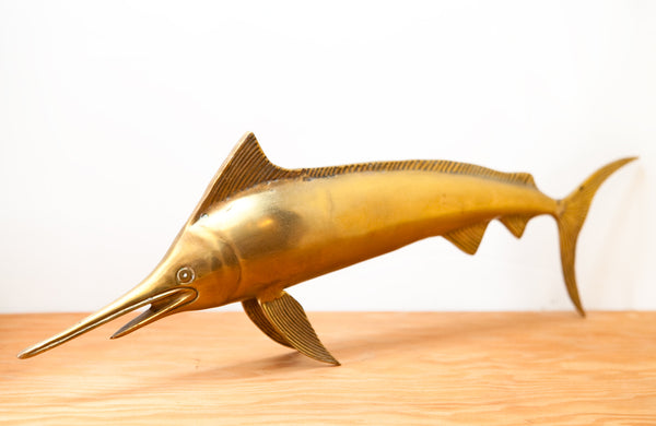 Huge Vintage Brass Marlin Fish