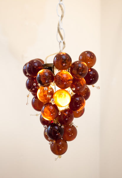 Mid Century Lucite Grapes Swag Lamp in Amber Colour