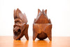 Funky Carved Wood Tiki Ashtrays, Can Be Displayed Two Ways