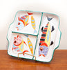Fab Divided Ceramic Tray w/ Fish Design, Made in Italy Circa 1950s