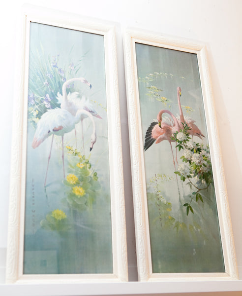 Rare Pair of Vernon Ward Flamingo Prints in Original Frames