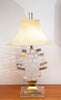 Epic 1980s Stacked Lucite Lamp w/ Brass Shade and Base