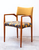 Beautiful Designer Mid Century Teak Arm Chair w/ New Seat Upholstery