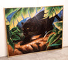 Huge Vintage Panther/Jaguar Painting, Vibrant Colours