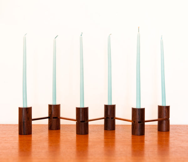 Amazing Articulated Rosewood Candle Holder by Lauritz Jensen, Denmark